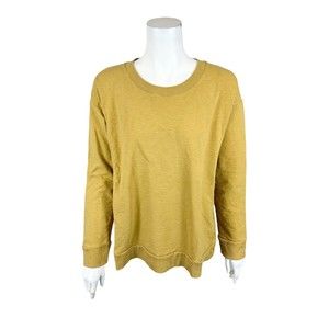 Modern Soul Slub French Terry Sweatshirt with Snap Detail Mustard Large Size
